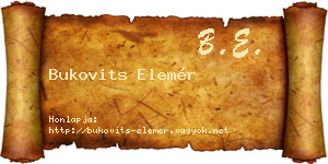 Bukovits Elemér névjegykártya